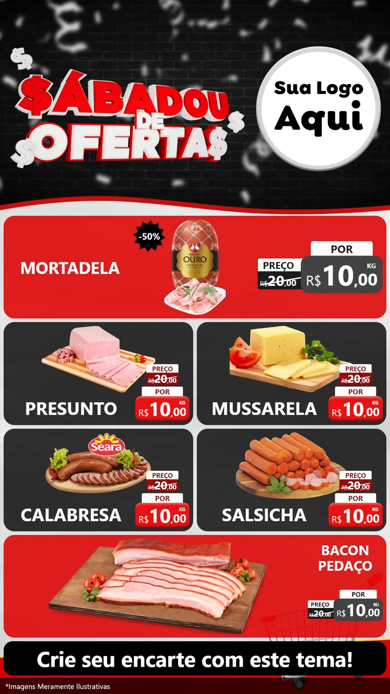 Modelo de TV para TV Vertical com o tema Sabadou de Ofertas para Frios e Laticínios