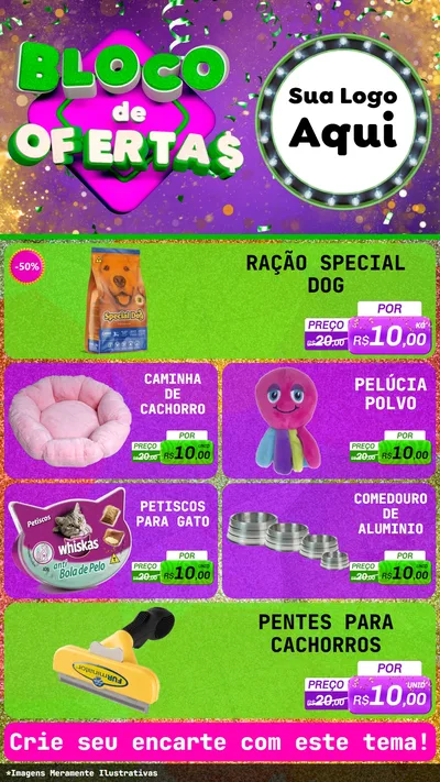 Modelo de TV para TV Vertical com o tema Bloco de Ofertas para Pet Shop