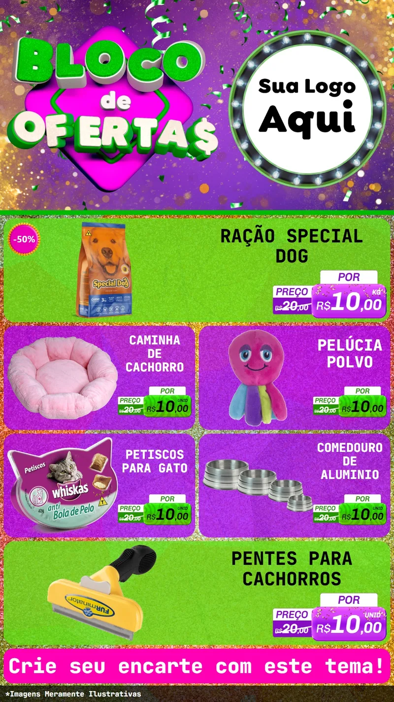 Modelo de TV para TV Vertical com o tema Bloco de Ofertas para Pet Shop