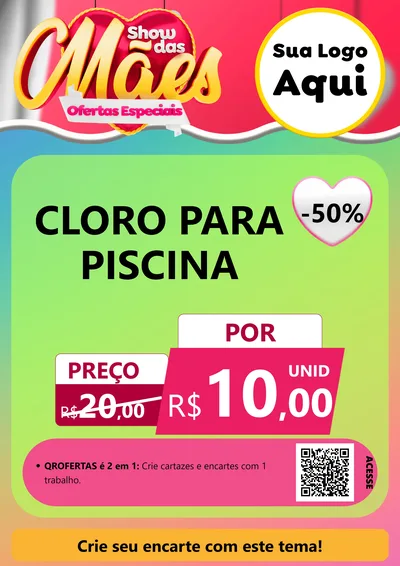 Modelo de Cartaz para Cartaz A4 Vertical com o tema Show das Mães - Ofertas Especiais para Produtos para Piscina