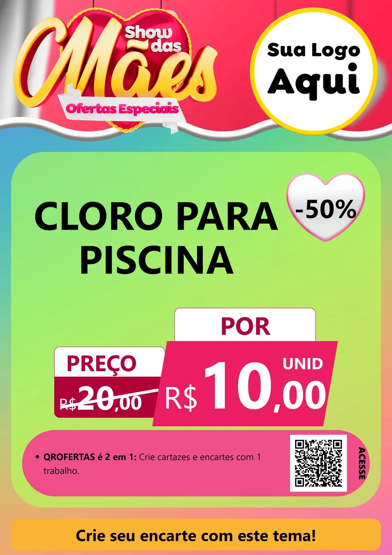 Modelo de Cartaz para Cartaz A4 Vertical com o tema Show das Mães - Ofertas Especiais para Produtos para Piscina