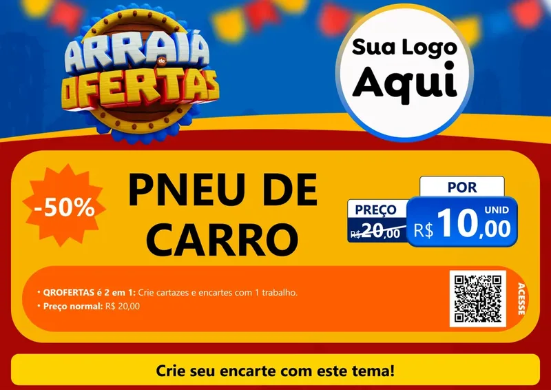 Modelo de Cartaz para Cartaz A4 Horizontal com o tema Arraiá de Ofertas - Junina para Auto peças