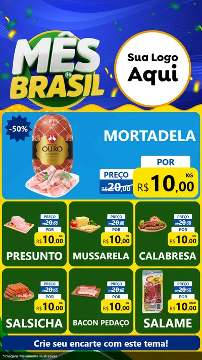 Modelo de Rede Social para Stories com o tema Mês do Brasil para Frios e Laticínios