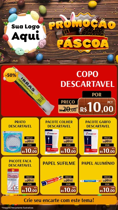 Modelo de Rede Social para Stories com o tema Promoção Páscoa para Embalagens