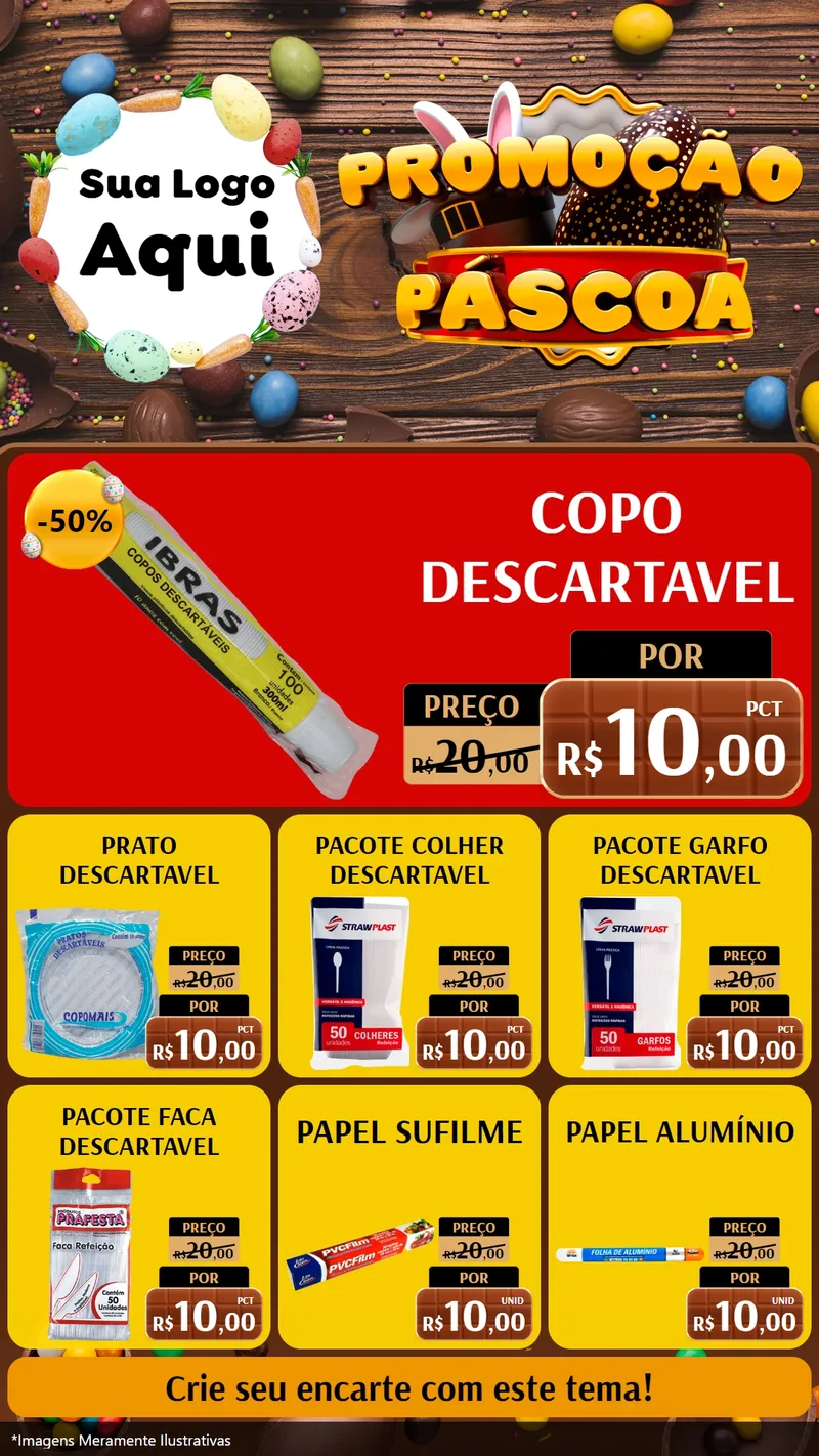 Modelo de Rede Social para Stories com o tema Promoção Páscoa para Embalagens