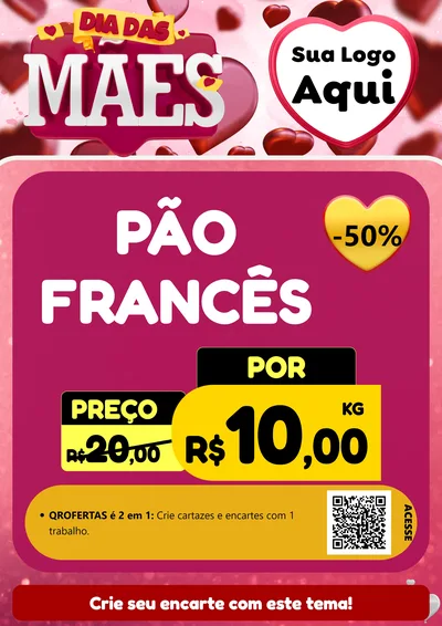 Modelo de Cartaz para Cartaz A4 Vertical com o tema Dia Das Mães para Padaria