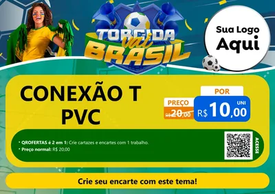 Modelo de Cartaz para Cartaz A4 Horizontal com o tema Torcida Vai Brasil - Copa para Tubos e conexões
