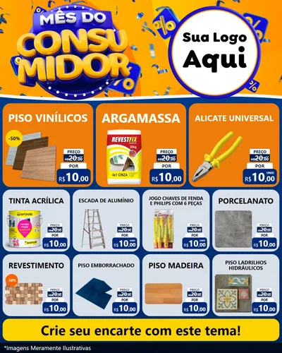 Modelo de Rede Social para Feed Instagram com o tema Mês do Consumidor para Material para Construção