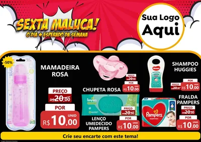Modelo de Encarte para Encarte A4 Horizontal com o tema Sexta Maluca! para Bebês