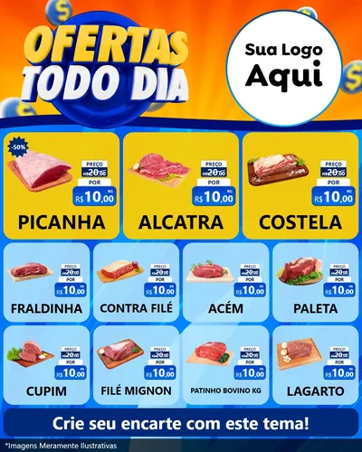 Modelo de Rede Social para Feed Instagram com o tema Ofertas Todo Dia para Açougue