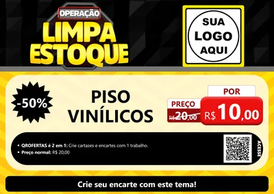 Modelo de Cartaz para Cartaz A4 Horizontal com o tema Operação Limpa Estoque para Material para Construção