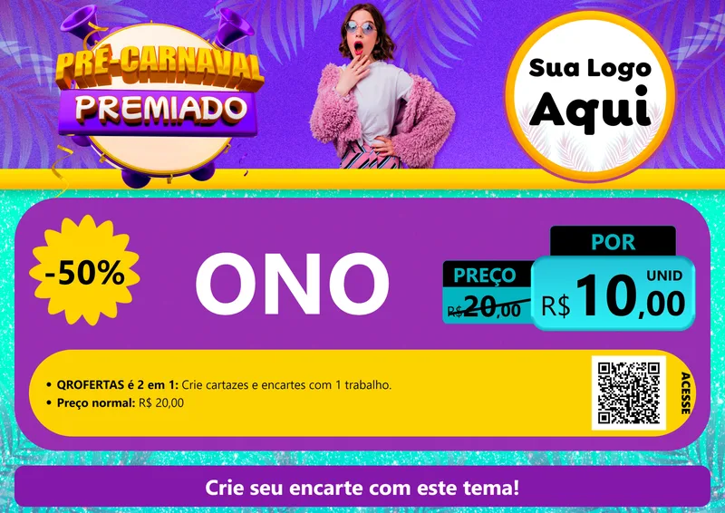 Modelo de Cartaz para Cartaz A4 Horizontal com o tema Pré-Carnaval Premiado para Óticas