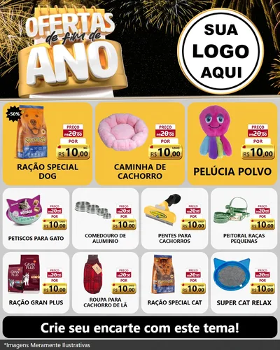 Modelo de Rede Social para Feed Instagram com o tema Ofertas de Fim de Ano para Pet Shop