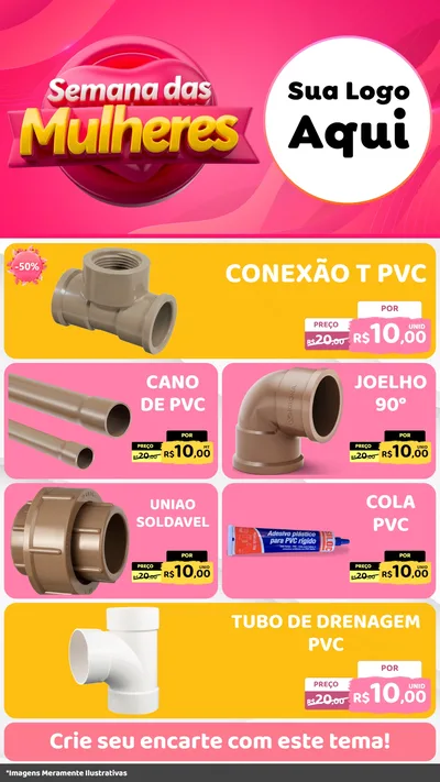Modelo de TV para TV Vertical com o tema Semana das Mulheres para Tubos e conexões