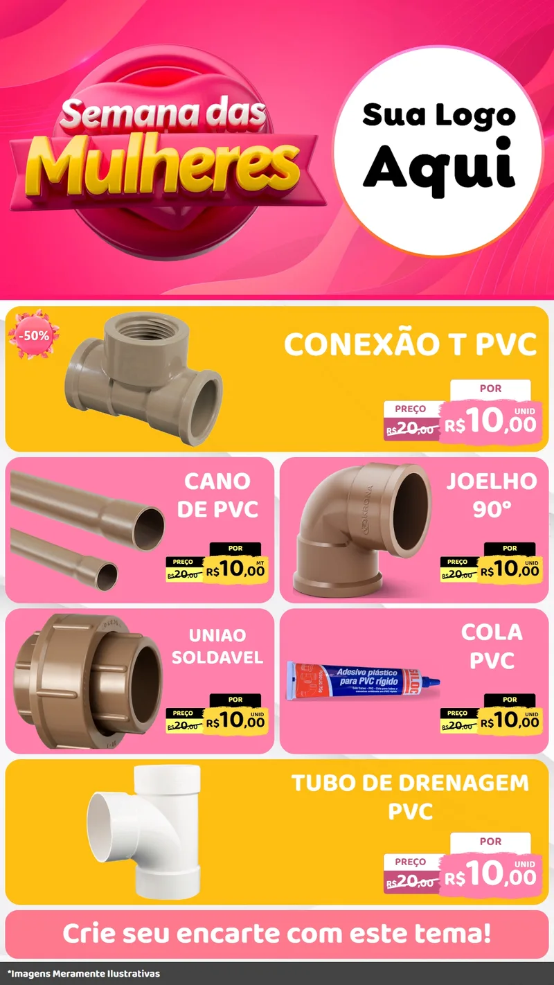 Modelo de TV para TV Vertical com o tema Semana das Mulheres para Tubos e conexões