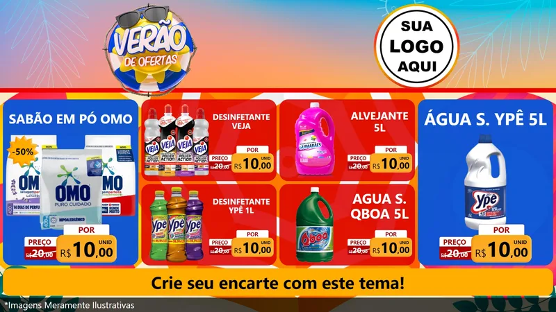Modelo de TV para TV Horizontal com o tema Verão de Ofertas para Produtos de Limpeza