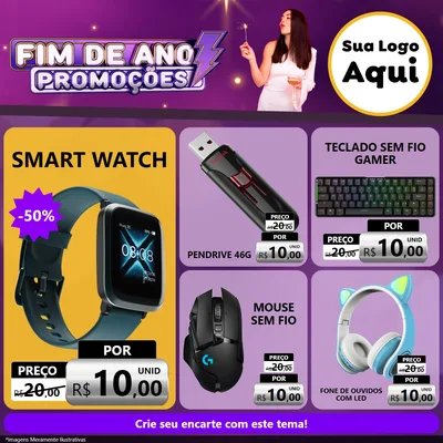 Modelo de Rede Social para Feed Facebook com o tema Fim de Ano Promoções para Informática