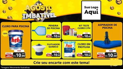 Modelo de TV para TV Horizontal com o tema Agosto Imbatível para Produtos para Piscina