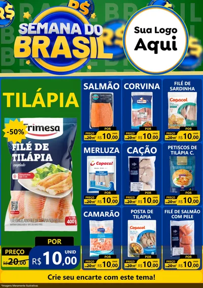 Modelo de Encarte para Encarte A4 Vertical com o tema Semana Do Brasil para Peixaria
