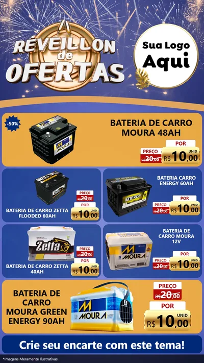 Modelo de TV para TV Vertical com o tema Réveillon de Ofertas para Baterias Elétricas