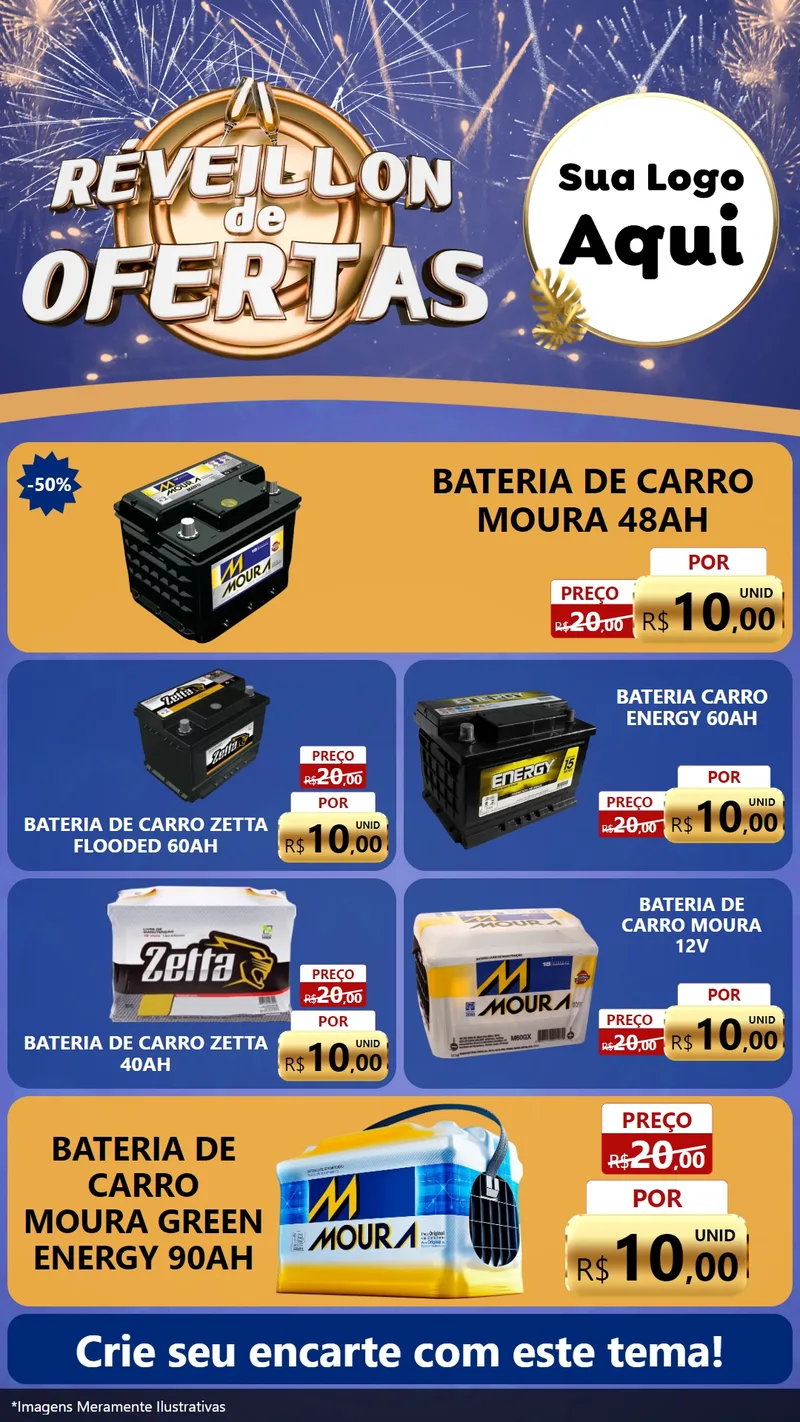 Modelo de TV para TV Vertical com o tema Réveillon de Ofertas para Baterias Elétricas