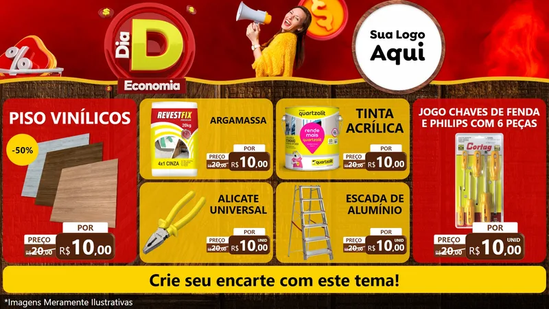 Modelo de TV para TV Horizontal com o tema Dia D Economia para Material para Construção