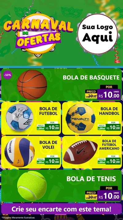 Modelo de TV para TV Vertical com o tema Carnaval de Ofertas para Artigos Esportivos
