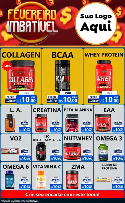 Modelo de Encarte para Encarte Grande com o tema Fevereiro Imbatível para Suplementos alimentares