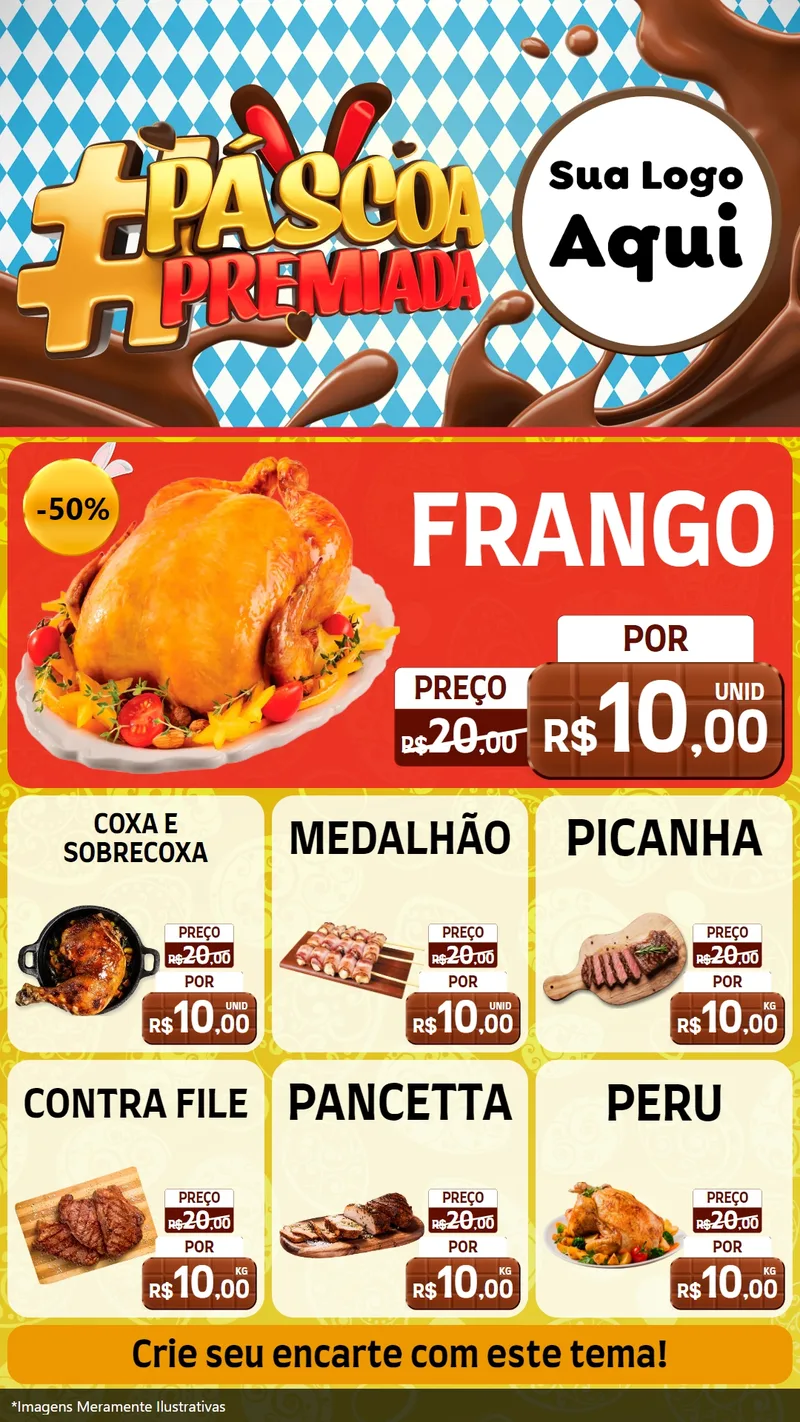 Modelo de Rede Social para Stories com o tema Páscoa Premiada para Assados