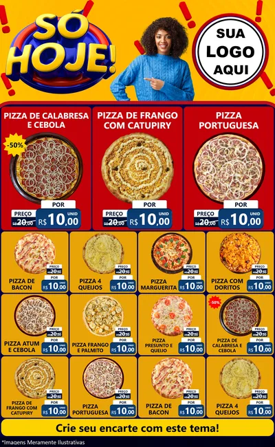 Modelo de Encarte para Encarte Grande com o tema Só Hoje! para Pizzaria