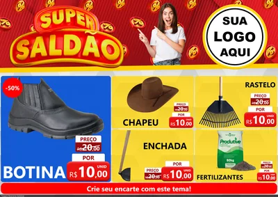 Modelo de Encarte para Encarte A4 Horizontal com o tema Super Saldão para Agropecuária