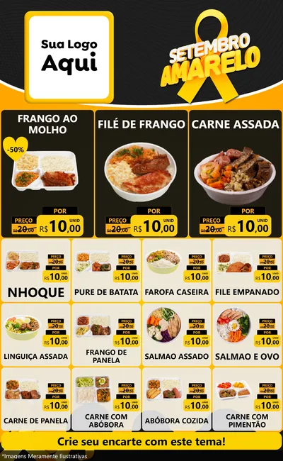 Modelo de Encarte para Encarte Grande com o tema Setembro Amarelo para Restaurante