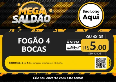 Modelo de Cartaz para Cartaz A4 Horizontal com o tema Mega Saldão para Móveis e Eletro