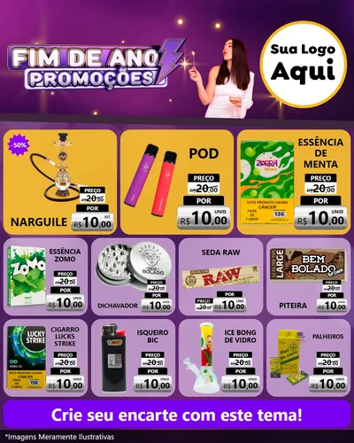 Modelo de Rede Social para Feed Instagram com o tema Fim de Ano Promoções para Tabacaria