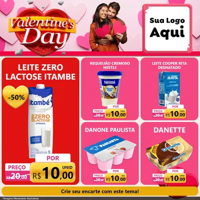 Modelo de Rede Social para Feed Facebook com o tema Valentine's Day para Frios e Laticínios