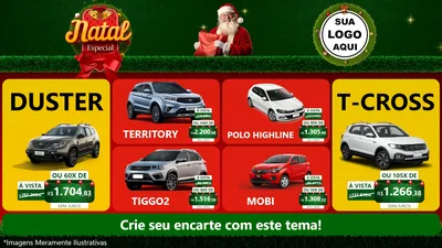 Modelo de TV para TV Horizontal com o tema Natal Especial para Concessionaria de Carros