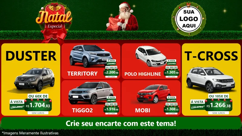 Modelo de TV para TV Horizontal com o tema Natal Especial para Concessionaria de Carros