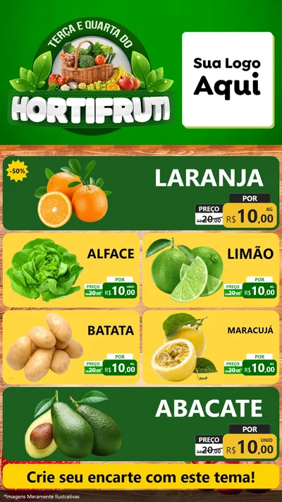Modelo de TV para TV Vertical com o tema Terça e Quarta do Hortifruti para Hortifrúti