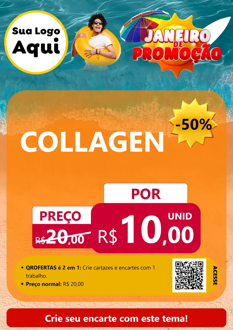 Modelo de Cartaz para Cartaz A4 Vertical com o tema Janeiro de Promoção para Suplementos alimentares