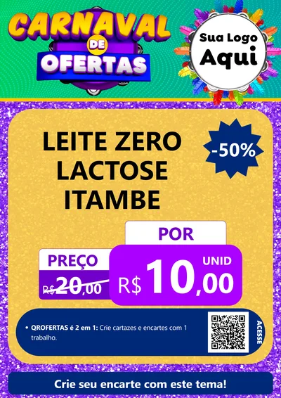 Modelo de Cartaz para Cartaz A4 Vertical com o tema Carnaval de Ofertas para Frios e Laticínios