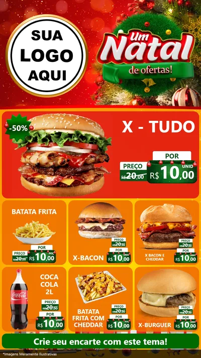 Modelo de Rede Social para Stories com o tema Um Natal de Ofertas para Hamburgueria