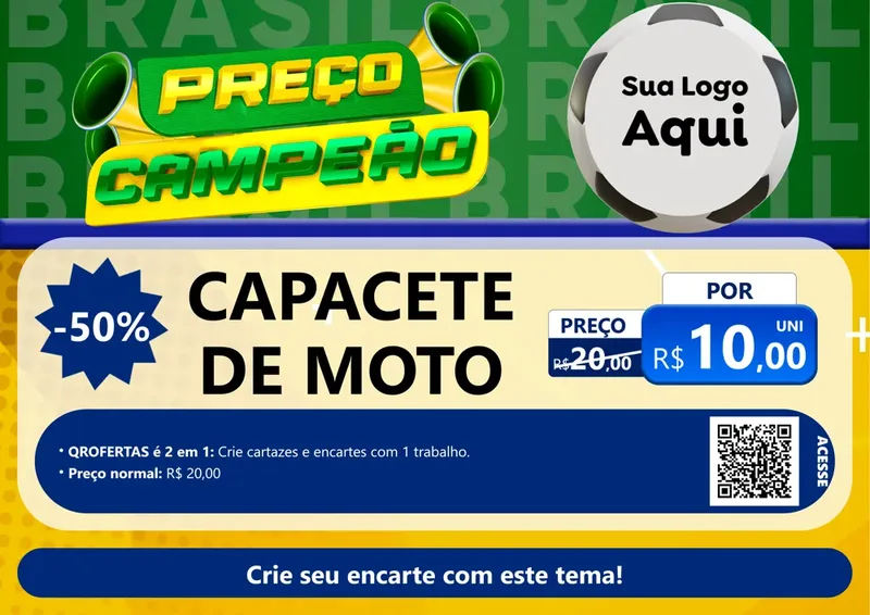 Modelo de Cartaz para Cartaz A4 Horizontal com o tema Preço Campeão - Copa para Moto peças