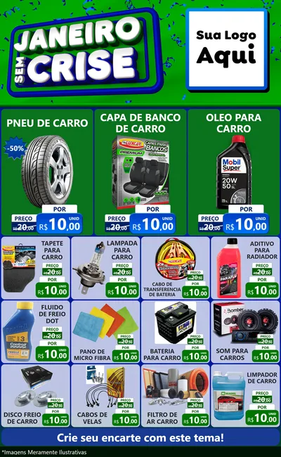 Modelo de Encarte para Encarte Grande com o tema Janeiro Sem Crise para Auto peças