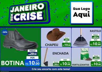 Modelo de Encarte para Encarte A4 Horizontal com o tema Janeiro Sem Crise para Agropecuária