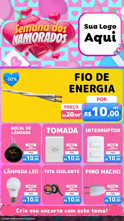 Modelo de Rede Social para Stories com o tema Semana dos Namorados para Materiais Elétricos