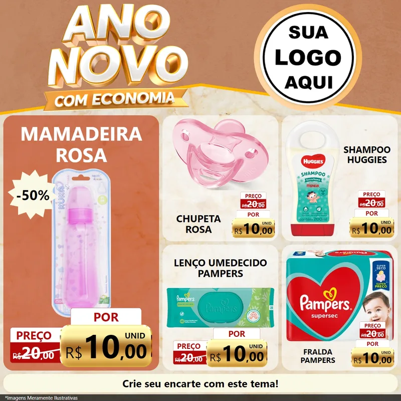 Modelo de Rede Social para Feed Facebook com o tema Ano Novo Com Economia para Bebês