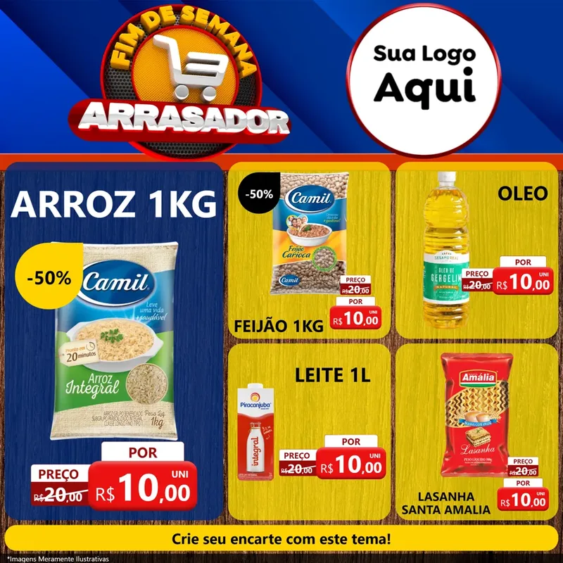 Modelo de Rede Social para Feed Facebook com o tema Fim De Semana Arrasador para Supermercado