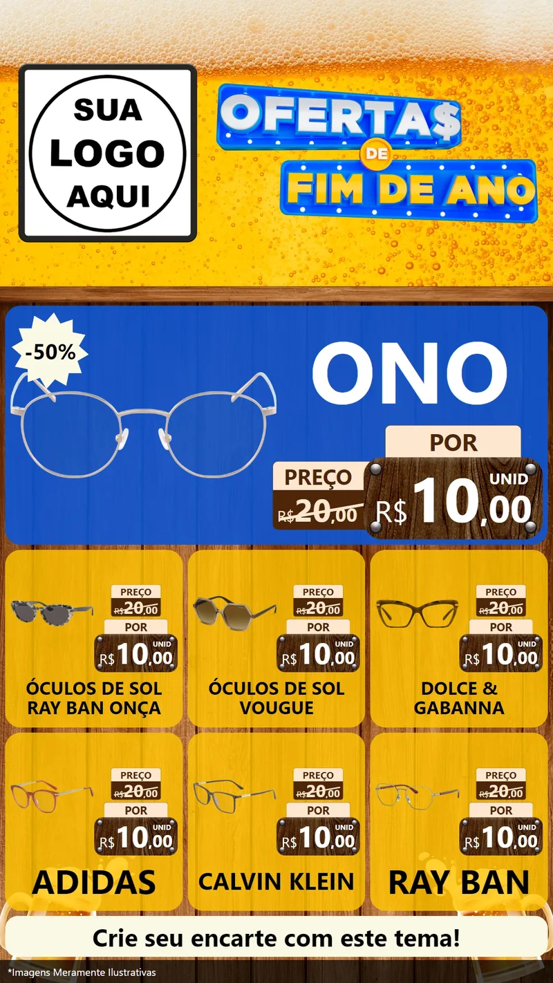 Modelo de Rede Social para Stories com o tema Ofertas de Fim de Ano para Óticas