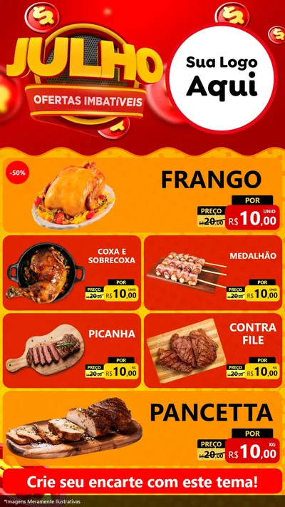 Modelo de TV para TV Vertical com o tema Julho Ofertas Imbatíveis para Assados