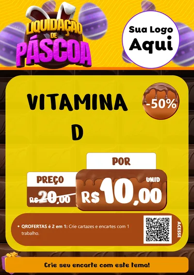 Modelo de Cartaz para Cartaz A4 Vertical com o tema Liquidação de Páscoa para Farmácia